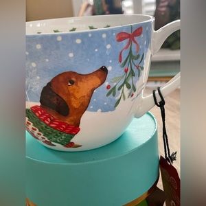 Dachshund Christmas Holiday mug, large and adorable by Portobello bone china NWT